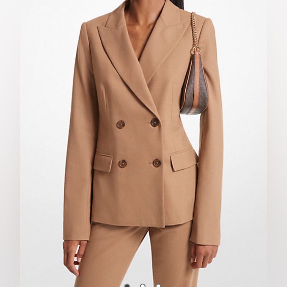 Michael Kors Stretch Wool Double Breasted Blazer